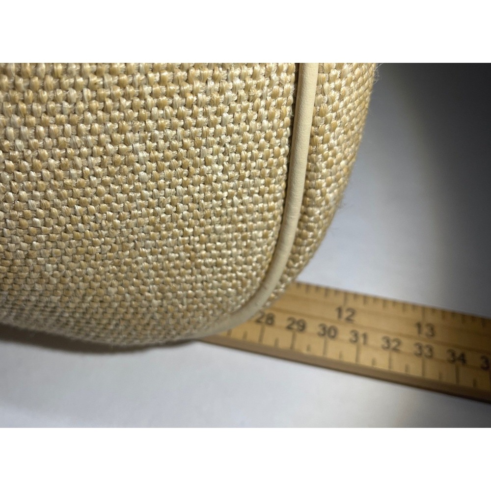 Etienne Aigner Shoulder Bag Women Medium Cream Straw Leather Logo Vintage Summer - Picture 7 of 16